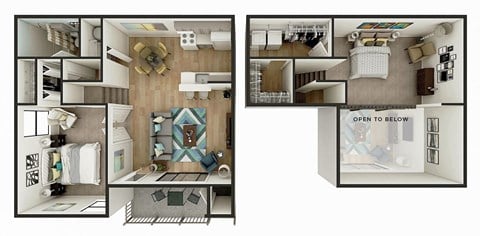 Floor plan for 2 beds, 1 bath, 1000 sqft